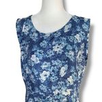 Vintage 90s Rampage Blue Granny Floral Sleeveless Midi Dress Flowy Romantic Size M Photo 3