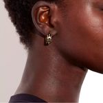 Coach NWT Signature Enamel Huggie Earrings; Black/Gold MSRP $88 Photo 13