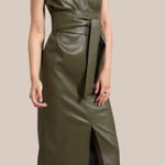 Modern Citizen  Pilar Faux Leather Dress in Olive Green size small Photo 0