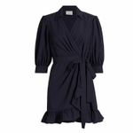 Cinq à Sept  Vickie Wrap Ruffle Mini Dress Size US 4 Navy Photo 12