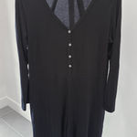 Cherish Black Long Sleeve Cozy Loungewear Romper Wood Buttons Size Large Photo 0