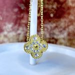 Reversible Clover Pendant Necklace Gold Tone 925 Stamped Clasp 18 Inch Black Photo 1