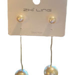 Pearl Dangle 2 Way Drop Or Stud Earrings NEW White Photo 0