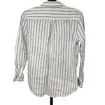 Quince  European Linen Long Sleeve Shirt Oatmeal Black Stripe Button Down Size S Photo 3