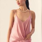 NWT Anthropologie Porridge Shine Wrap Tank W/ Shimmer Size Medium Pink Photo 0