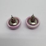 1970s Retro Round Stud‎ Earrings Light Pink Domed Cabochon Button Style Women's Photo 3