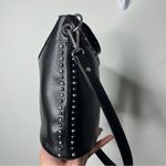 ZARA  Studded Flap Bucket Bag Black Faux Leather Crossbody Photo 9