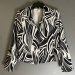 Cato Black White Geo Design Jacket 3/4 Sleeve Black Buttons Cotton Blend 8 Photo 0