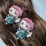 Demon Slayer Boy Acrylic Hair Clips Black Photo 1