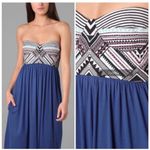 Anthropologie $359 NWT  Mara Hoffman 0 Bustier Dress Maxi Blue Knit Embroidery Photo 2