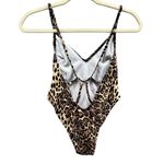 ASOS  Swimsuit Womens 00 P Tan Black Leopard One Piece Ribbed Mob Wife Strappy Photo 2