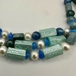 Avon vintage South of France blue beaded triple strand necklace Photo 6