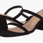 NWOB Women Low Block Heels Mules Open Toe Ankle Strap Sandals Square Toe Pumps Black Size 7 Photo 0