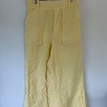 YFB yellow pants women size L butter yellow linen blend pull on wide leg cropped Size L Photo 0