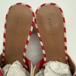 Aerosoles  Entree Red Cream Stripe Canvas Comfort Casual Block Heel Sandal NWB 9 Photo 2