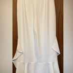 ZARA Women Soft White Cropped High Waisted Ruffle Pants Small Photo 0