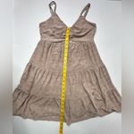 Summer Mini Dress Heart & Heels Women’s Size Medium Eyelets Spaghetti Straps Tan Photo 2