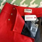 Zadig & Voltaire  Red Leather Panel Mini Skirt Asymmetric Hem Size 36 Small NWT Photo 7