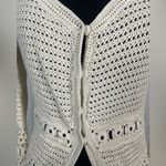 Ann Taylor Y2k ivory crochet button snap cardigan size medium Photo 3