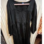 Old Navy  Womens 3X Black Dress Long‎ Sleeve Smocked Square Neck Casual Photo 1