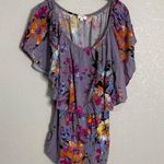 Umgee  Purple Floral Romper Elastic Small Photo 4