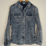 Levi's  Blue Denim Acid Wash Button Down Shirt 80s 90s Small Grunge Photo 0