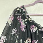 White House | Black Market WHBM Medium One Shoulder Blouse Whimsigoth Floral Purple Black Moody Midnight Photo 1