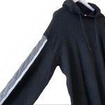 StitchDrop Fuzzy Black Grey Cozy Oversized Hooded Sweater Dress Sleeves Sz XL Black Photo 9