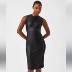 Spanx Faux Leather and Ponte Fabric Luxe Black Sheath Dress New with tag… Photo 5