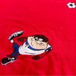 VTG Warner Bros Looney Tunes Bugs Bunny Tasmanian Devil soccer tshirt size XL Red Photo 2