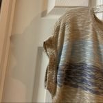 Christopher & Banks  Tan/Blue Striped Knit Short Sleeve top S Photo 3