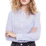 Free People  No Limits Stripes Button Down Shirt In Blue Photo 2