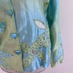Chadwick's  100% Silk Embellished Floral Jacket Blazer Blue Green size 4 Photo 2