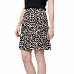 Leota Brown Tan Beige Giraffe Animal Print Pull-On Wrinkle Free Mini Skirt NWT Photo 2