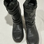 JustFab Woman’s Size 8 Just Fab Black Faux Leather Strappy Calf Length Boots Photo 0