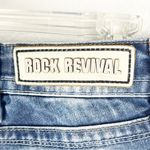 Rock Revival  Alivia Blue Light Wash Distressed Fray Hem Skinny Jeans, Size 27 Photo 2