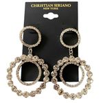 Christian Sirianio NWT-CHRISTIAN SIRIANO Stunning silver tone earrings covered in clear rhinestones, three hoops, brand new, never worn  Photo 0