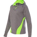 Augusta Sportswear  Freedom 1/4 Zip Hooded Pullover Sweatshirt Gray Neon Green XS Photo 0
