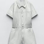 ZARA NWOT Denim Cotton Shimmer Romper Playsuit Bloggers Fave Photo 4