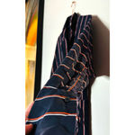 ALC Frank ALC Women's Black Nico Surplice Long Sleeve Striped Silk Midi Dress Size 2 Photo 5