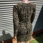 Ganni  Schiffer Glitter Print Long Sleeve Peplum Dress Gold Size S NWT Photo 12