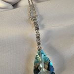 NWT NATURAL 3.73CT TEARDROP AQUAMARINE 18K WHITE GOLD DIAMONDS NECKLACE Photo 6