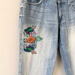 Billabong Flare Low Rise Jeans in Light Wash with Embroidered Floral Size 11 Photo 2