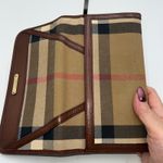 Burberry  London Checkbook Wallet Canvas Leather Trim Brown Authentic Made Italy Photo 11