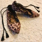 Charlotte Russe Leopard Animal Print Lace Up Pointed Toe Flats Size 7 Photo 1