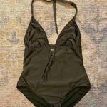 MOSSIMO One Piece Halter Neck Swimsuit in Olive Green (not black) Size L Photo 2