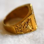 Source Unknown Dashing Oriental Character Gold Tone Etched Bird Design Band Size 12 NWOT Ring Photo 1