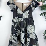 Elliatt NWT Picard Floral Jacquard Mini Dress in Black Silver/Gold Size Small Photo 1