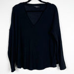Lulus Long Sleeve Ribbed Top Black Sz S Photo 0