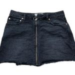 We The Free Free People Black Cut Off Denim Zip up Mini Skirt size 27 Photo 4